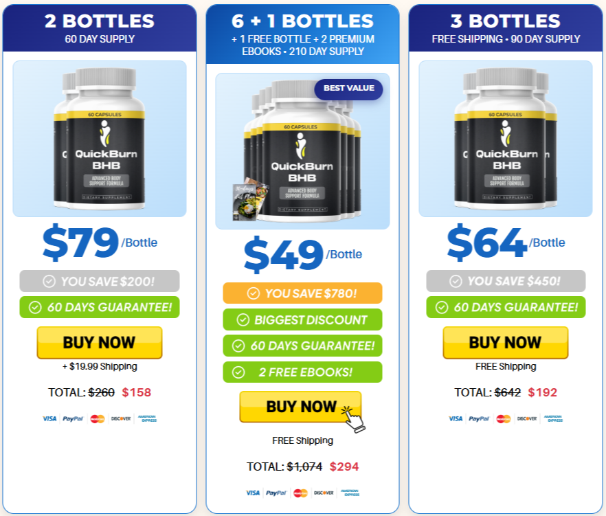 QuickBurn BHB Pricing