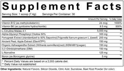 Adonis Vitality FLOW Supplement facts