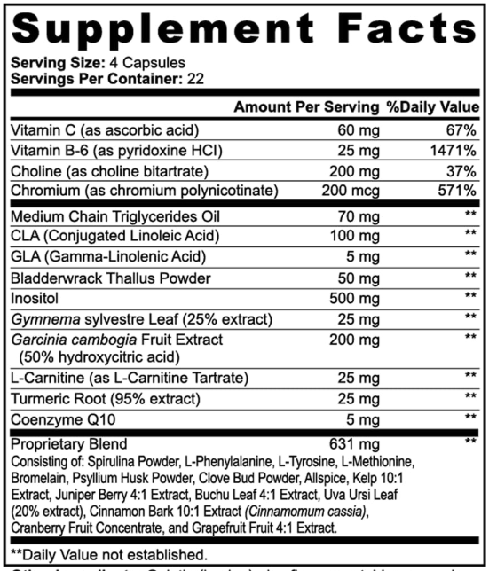 Akusoli Fat Burner Supplement Supplement facts