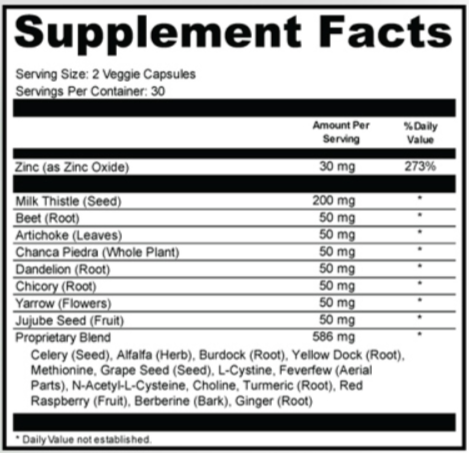 Urgent Liver 911 Supplement facts